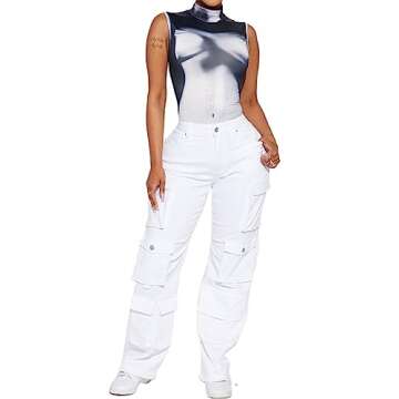 LovelyWholesale Turtle Neck Bodysuit Jumpsuit 3D Body Print Sleeveless Bodysuit Top for Woman Black White Large