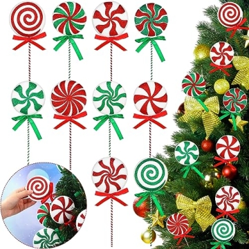 Wettarn 10 Pcs Lollipop Candy Christmas Tree Picks