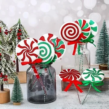 Wettarn 10 Pcs Lollipop Candy Christmas Tree Picks
