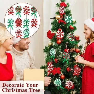 Wettarn 10 Pcs Lollipop Candy Christmas Tree Picks
