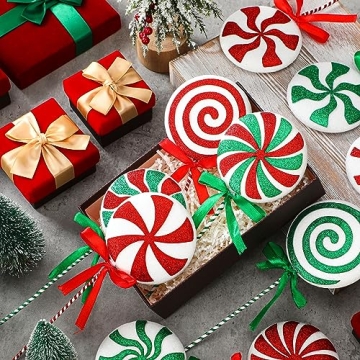 Wettarn 10 Pcs Lollipop Candy Christmas Tree Picks