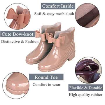 CCZZ Womens Rain Boots Anti Slip Short Rain Shoes Waterproof Rubber Work Garden Ankle Booties Black Red Blue 36-43 EU