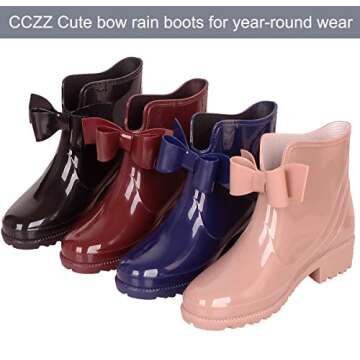 CCZZ Womens Rain Boots Anti Slip Short Rain Shoes Waterproof Rubber Work Garden Ankle Booties Black Red Blue 36-43 EU