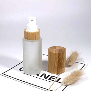 Frosted Glass Lotion Bottles with Bamboo Lid - 2 Pack