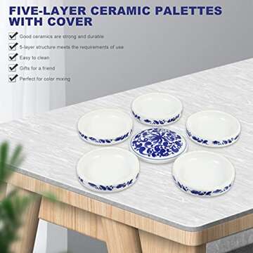 ARTIBETTER Watercolor Pigment Tray Stackable Paint Mixing Trays 5 Layer Paint Chinese Watercolor Painting Pigment Mixing Ink Tray with Cover Lid Chinese Color Mixing Tray