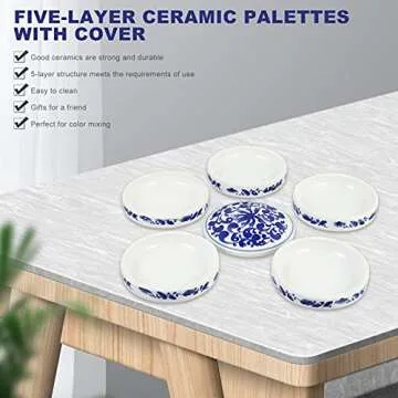 ARTIBETTER Watercolor Pigment Tray Stackable Paint Mixing Trays 5 Layer Paint Chinese Watercolor Painting Pigment Mixing Ink Tray with Cover Lid Chinese Color Mixing Tray