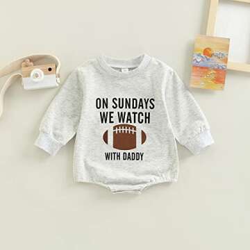 Muasaaluxi Newborn Baby Girl Boy Clothes On Sundays We Watch Football with Daddy/Mommy Sweatshirt Ro...