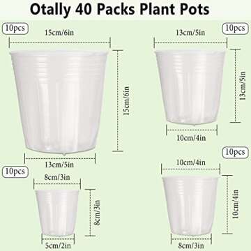UPINS Clear Nursery Pots 40 Packs 3/4/5/6 Inches Plant Pots with Drainage Hole Seedling Transparent ...