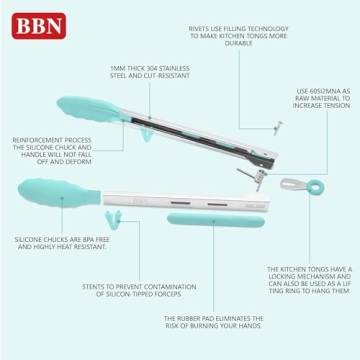 BBN Silicone Tongs Set - Versatile Kitchen Utensils Cooking