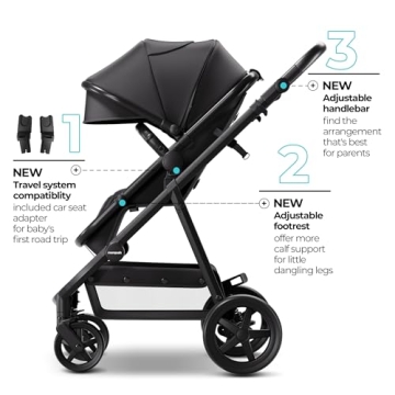 Mompush Meteor 2 Baby Stroller 2-in-1 with Bassinet Mode