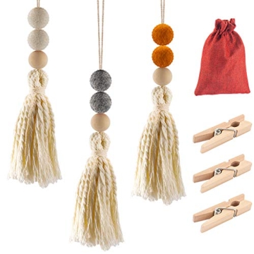 3 Pack Felt Ball Car Essential Oil Diffusers - Adorable Car Vent Diffuser Ornaments with Tassel Rust...