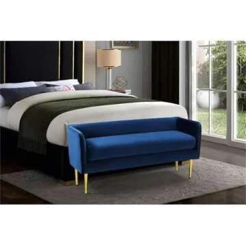 Meridian Furniture Audrey Collection Modern | Contemporary Velvet Upholstered Bench with Sturdy Meta...