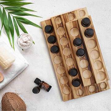 LIANTRAL Essential Oils Storage Rack, Essential Oil Organizer, 4 Tiers Essential Oils Nail Polish Display Holder for 5/10/15/20ml Bottles, Rustic Burnt Wood
