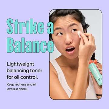 Bubble Skincare Break Even Balancing Face Toner - Gentle Exfoliating Toner & Pore Minimizer for Normal to Oily Skin Types - Skin Care Formulated with Green Tea Extract and Niacinamide (100ml)