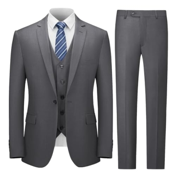 Cooper & Nelson Men's Slim Fit 3-Piece Dark Grey Suit Set