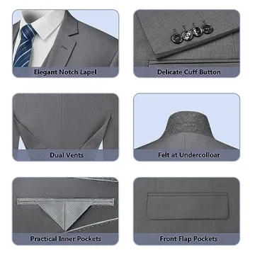 Men's Slim Fit 3-Piece Suit Set by Cooper & Nelson