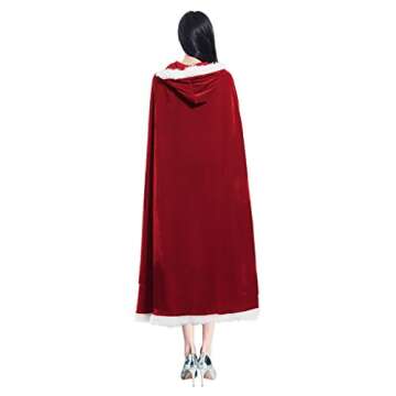 Christmas Halloween Costumes Cloak Mrs. Claus Santa Xmas Velvet Hooded Cape Robe