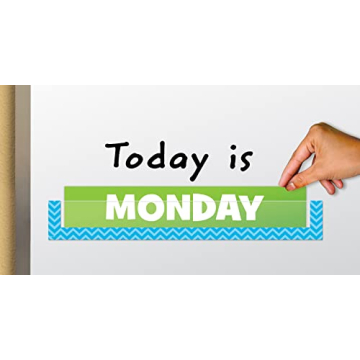 Aqua Chevron Magnetic Pockets for Classrooms and Schools