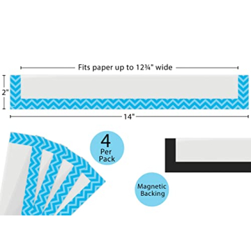 Aqua Chevron Magnetic Pockets for Classrooms and Schools