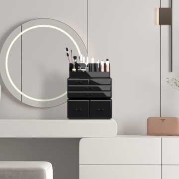 Elegant 3-Piece Makeup Organizer for Cosmetic Storage