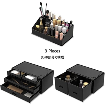 Elegant 3-Piece Makeup Organizer for Cosmetic Storage