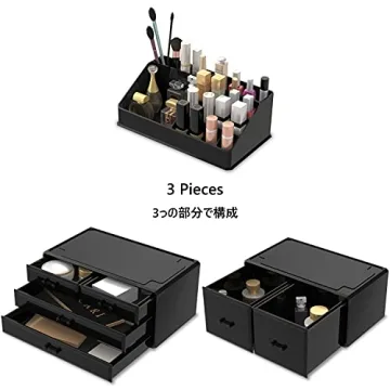 Elegant 3-Piece Makeup Organizer for Cosmetic Storage