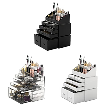 Elegant 3-Piece Makeup Organizer for Cosmetic Storage