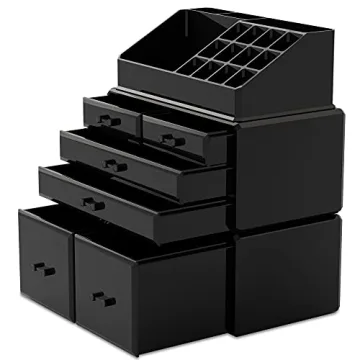 Elegant 3-Piece Makeup Organizer for Cosmetic Storage