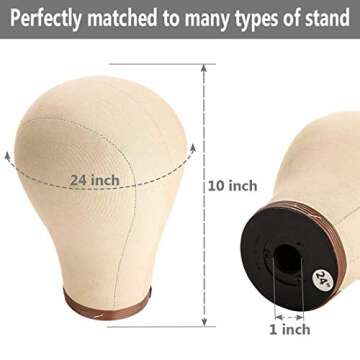 21''-24''Inch Wig Head Cork Canvas Block Head Mannequin Head With Stand for Making Wigs (22 inch, Brown)