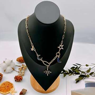 Paperclip Necklace Gold Protection Necklace, Handmade Evil Eye Jewelry For Women, Eye Necklace Ojo Turco Pendant Luck Amulet, Third Eye Necklace Birthday Gift For Her, Zinc, Cubic Zirconia