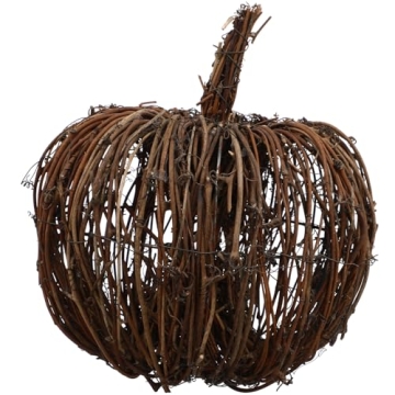 SEWACC Artificial Pumpkin Wicker Rattan Decor for Halloween Thanksgiving Fall Harvest