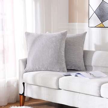 HPUK Pack of 2 Throw Pillow Covers Cashmere Decorative Square Pillowcases, Solid Cushion Covers for Sofa Couch Bedroom Office, 18 x 18 inch, Grey