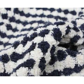 Hand Loom Turkish Towel Thick Luxury Fluffy 100% Cotton Hand Towel Kitchen Towel Medium Size 17x32 Inches (45x80cm) (1, Black & White)