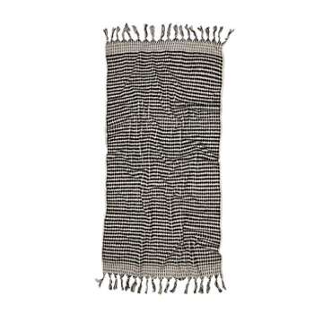 Hand Loom Turkish Towel Thick Luxury Fluffy 100% Cotton Hand Towel Kitchen Towel Medium Size 17x32 Inches (45x80cm) (1, Black & White)