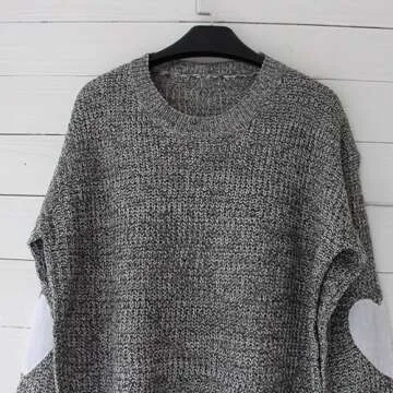 Shermie Women's Cute Heart Sweater - Trendy Elbow Patch Design