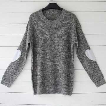 Shermie Women's Cute Heart Sweater - Trendy Elbow Patch Design