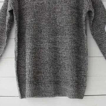 Shermie Women's Cute Heart Sweater - Trendy Elbow Patch Design