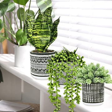 Winlyn 3 Pcs Faux Potted Plants for Modern Decor