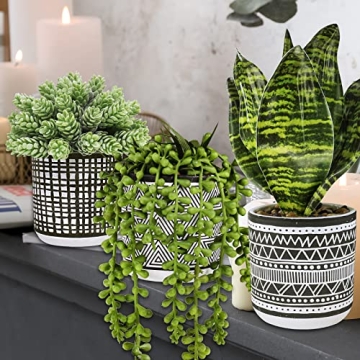 Winlyn 3 Pcs Faux Potted Plants for Modern Decor
