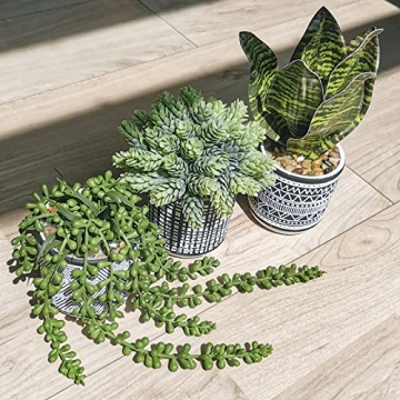Winlyn 3 Pcs Faux Potted Plants for Modern Decor