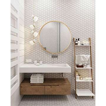 TinyTimes 19.69" Wooden Frame Round Mirror, Accent Mirror, Wall Mirror, Rustic Accent Dresser Mirror, Vanity Mirror, for Living Rooms, Bathroom, Home Mirrors Decor -Natural