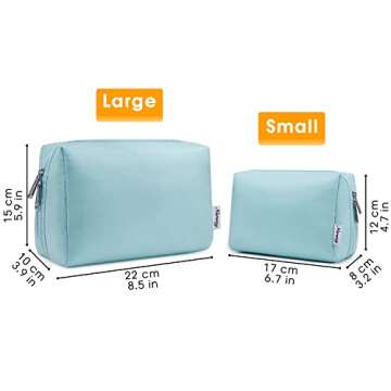 Narwey Cute Makeup Bag Travel Cosmetic Bag Organizer Toiletry Bag Make Up Bags with Compartments for Women Girls (Large, Sky Blue)