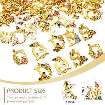 Hicarer 78 Pieces Initial Alphabet Letter Charms A-z Letter Pendant Flower Styles Alphabet Pendant C...