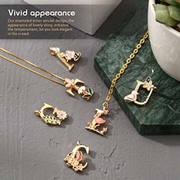 Hicarer 78 Pieces Initial Alphabet Letter Charms A-z Letter Pendant Flower Styles Alphabet Pendant Charms Necklace for DIY Jewelry Bracelet Necklace Crafts Making