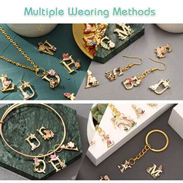 Hicarer 78 Pieces Initial Alphabet Letter Charms A-z Letter Pendant Flower Styles Alphabet Pendant Charms Necklace for DIY Jewelry Bracelet Necklace Crafts Making