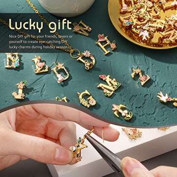 Hicarer 78 Pieces Initial Alphabet Letter Charms A-z Letter Pendant Flower Styles Alphabet Pendant Charms Necklace for DIY Jewelry Bracelet Necklace Crafts Making