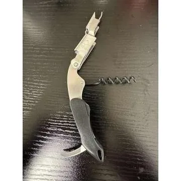 Premium Waiters Corkscrew By Coutale Sommelier - Black Stainless Steel - French Patented Spring-Loaded Double Lever Wine Bottle Opener for Bartenders and Gifts