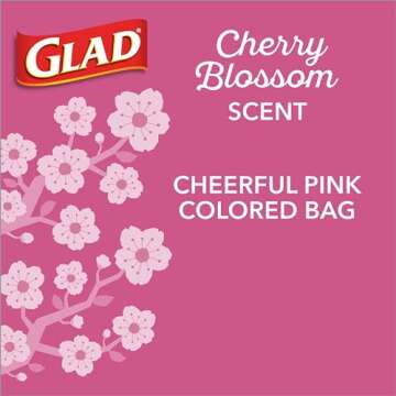 Glad Odorshield Small Drawstring Trash Bags, 4 Gal, Pink, Cherry Blossom, 80 Ct, Pack May Vary