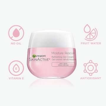 Garnier SkinActive Moisture Rescue Refreshing Gel-Cream for Dry Skin, Oil-Free, 1.7 Oz (50g), 1 Count (Packaging May Vary)