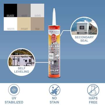 Dicor 501LSW-1 HAPS-Free Self-Leveling Lap Sealant for horizontal surfaces - 10.3 Oz, White, Secure, Ideal for RV Roofing, Maintenance, Repair, Appliance Application